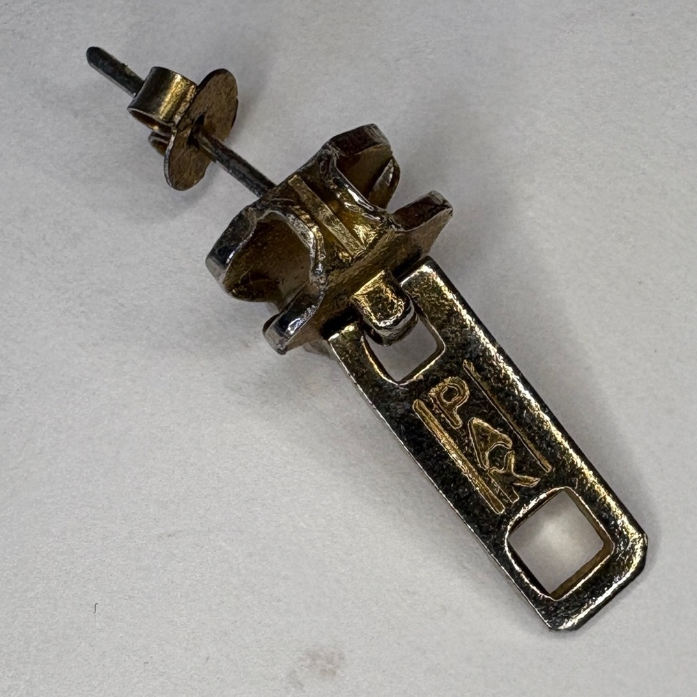 Unique Vintage Zipper Pull Earring – Industrial Statement Jewelry